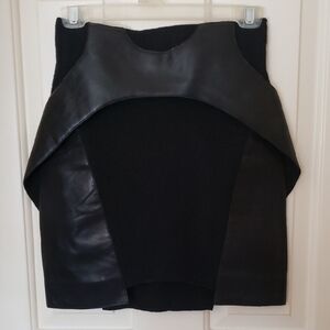 Neil Barrett Black Leather & Wool Blend Mini Skirt Size 40 US 6